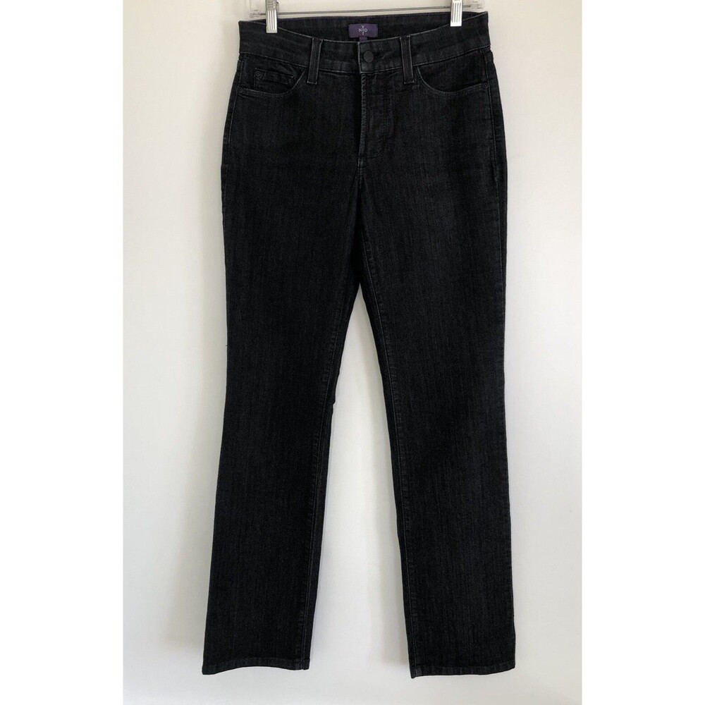 NYDJ Straight Leg Jean Women's 6 Black Stretch Denim High Rise Lift&Tuck EUC